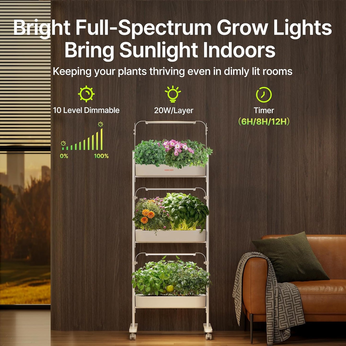 SUNCOZE 3-Tier Hydroponics Growing System Kit with 36 Pods – Full Spectrum Grow Lights, Hydroponic System Equipped with Smart Controller, Indoor Herb Garden Kit for Vegetables, Herbs, Fruits&Flowers