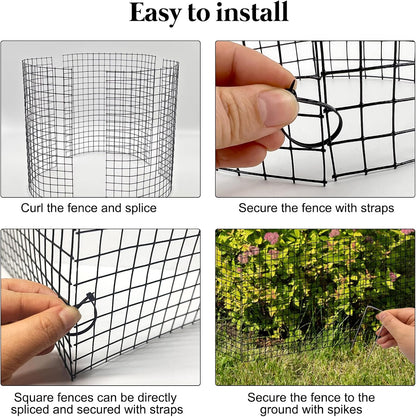 18 Pcs 24'' x 12'' Large Wire Plant Protector from Animals, 6 Pack Metal Plant Cage Chicken Wire Cloche with Ground Stakes and Nylon Tie to Keep Animals Out, Garden Protection Bunny Barricade