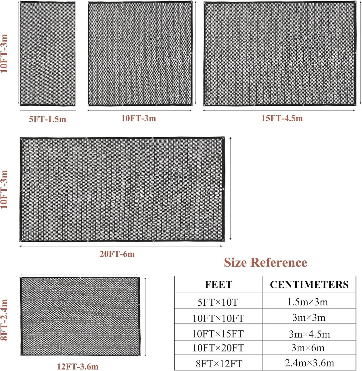 Garden expert 50% Black Shade Cloth 5x10FT Taped Edge with Grommets Sun Net Mesh for Garden Patio Backyard UV-Resistant