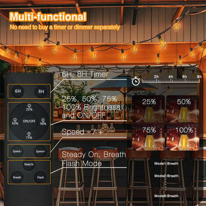 DAYBETTER 50ft Solar String Lights Outdoor Waterproof - 25 Bulbs 2700K Warm White with 3W Solar Panel 12+ Hours Runtime-Garden Patio Lights for Backyard Wedding Camping Homeowners