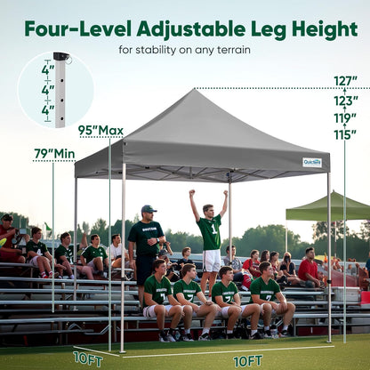 Quictent 10x10 Heavy Duty Pop Up Canopy Tent- Easy up Outdoor Commercial Canopies, Waterproof, 11ft Interior Height, Easy Setup, Includes Sand Weight Bags and Wheeled Carry Bag