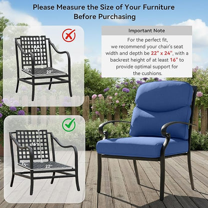 10-Piece Outdoor Patio Cushion Set - Fade & Water Resistant with Removable Olefin Cover, 22x24x4 Inch Memory Foam Cushions for Wicker Sectional Sofa – Blue/Crescent