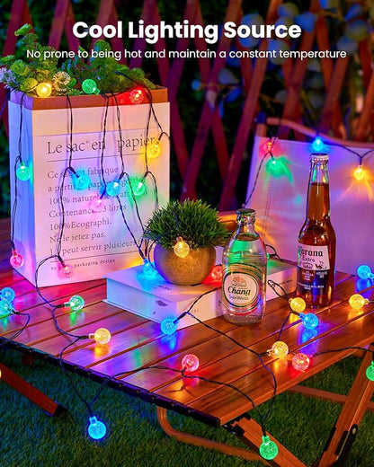 Brightown Solar String Lights Outdoor 60 Led 35.6 Feet Crystal Globe Lights with 8 Lighting Modes, Waterproof Solar Powered Patio Lights for Garden Yard Porch Wedding Party Decor (Multicolor)
