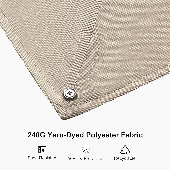 PURPLE LEAF 10' X 13' Patio Umbrella, Rectangle Outdoor Cantilever Umbrella, Aluminum Offset Umbrella with Champagne Frame and 360° Rotation for Pool Deck Garden, Taupe