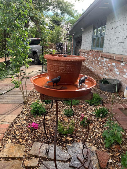 2 Pack of Extra Large Plant Saucer 24 26 inch (22.5 inch Base), 4.2" Depth, Plastic Birdbath Bowl for Indoors Outdoor, Deep Heavy Duty Plant Saucer Dish for Garden (26", Terracotta)