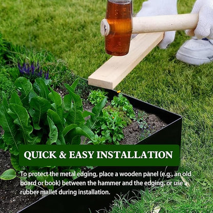 Metal Landscape Edging 6 Pack 40" L x 6" H (20 FT Total),Galvanized Metal Garden Edging, Hammer-in,Flexible,and Easy-to-Install for Lawns,Garden and Yards,Black