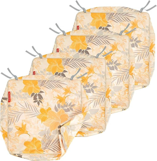 Porch Shield Outdoor Cushion Slipcovers Patio Chair Seat Cushion Covers Set 4 Waterproof Fade Resistant 20 x 18 x 4 inch, Summer Blossom