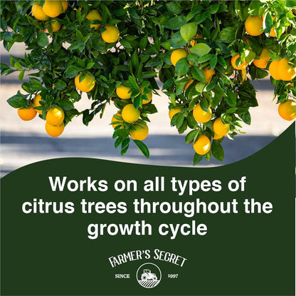 Farmer's Secret Citrus Tree Booster Fertilizer (32oz) - Super Concentrated - Formulated for All Citrus Trees Including All Types of Lemons, Limes, and Oranges - Outdoor and Indoor/Container Trees