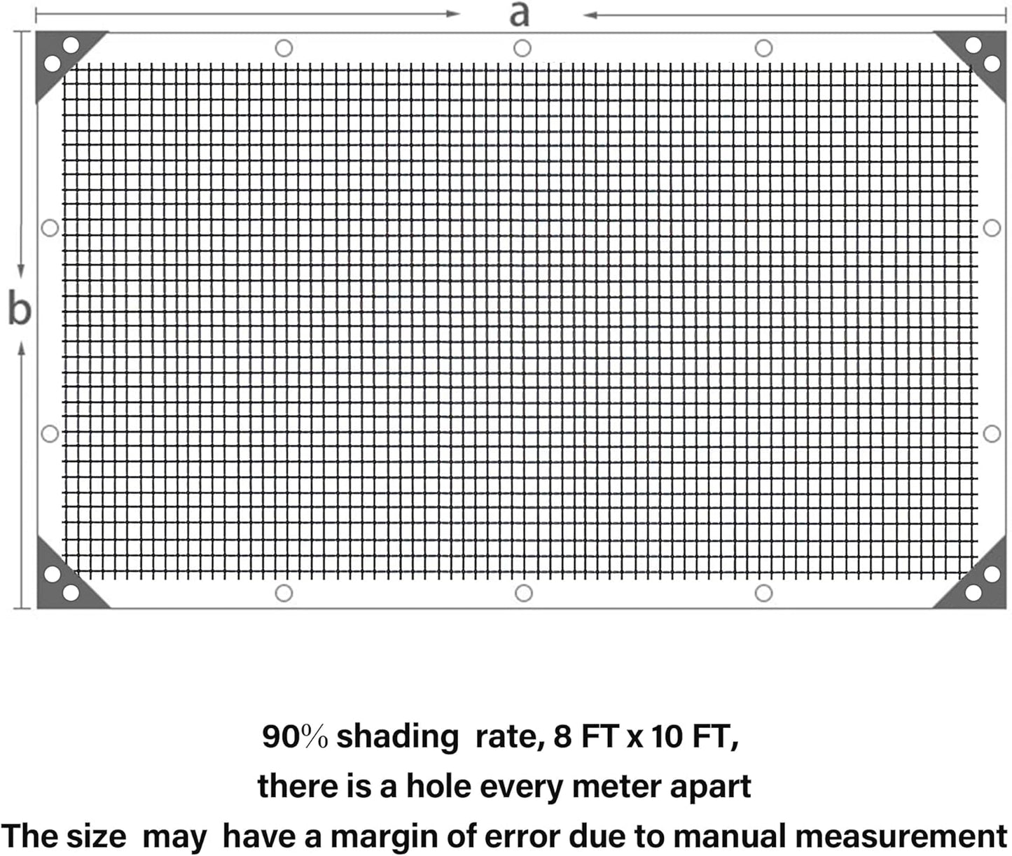 winemana Black Shade Cloth 90%, 8x10 FT Mesh Tarp - Garden Shade for Greenhouse, Patio, Vegetables, Plants Cover and Chicken Coops, Sun Shade Net for Outdoor Protection with Reinforced Grommets