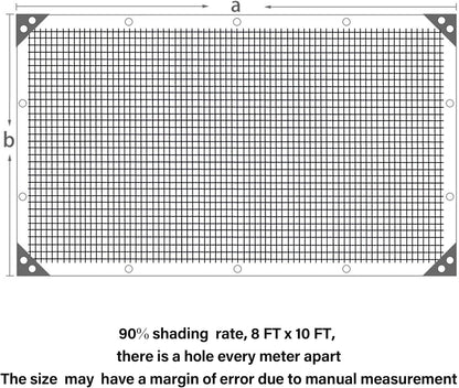 winemana Black Shade Cloth 90%, 8x10 FT Mesh Tarp - Garden Shade for Greenhouse, Patio, Vegetables, Plants Cover and Chicken Coops, Sun Shade Net for Outdoor Protection with Reinforced Grommets