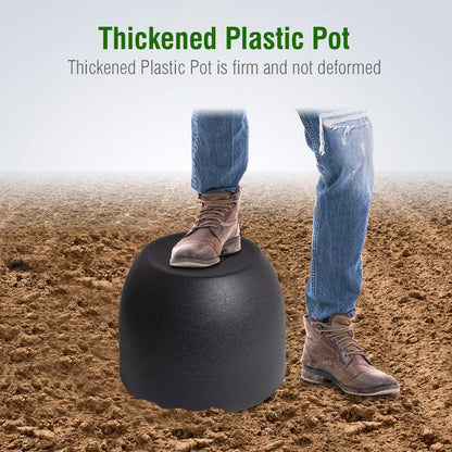 Modern Plant Pots Set, 9/8/7.5 inch Plastic Planters for Indoor Plants, Stylish Flower Pots with Drainage Holes and Saucers for House Plants and Flowers, Black