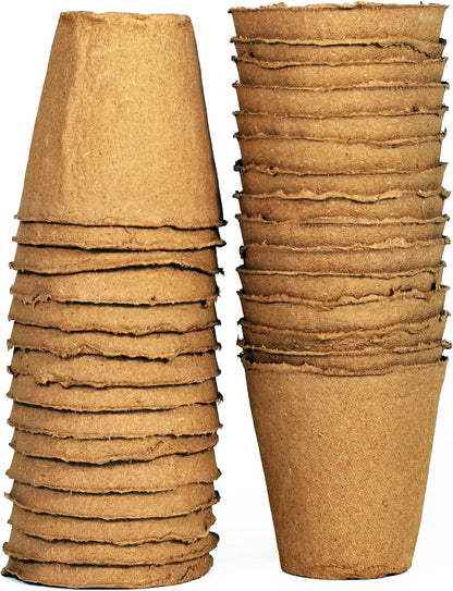 Daniel's Plants 4" Naked Pots | Large Natural Plantable Seed Starter Pots | OMRI-Listed Biodegradable for Seedlings | Enhanced Aeration | Earth Friendly - Peat Free | 30 Pack 4 Inch Round