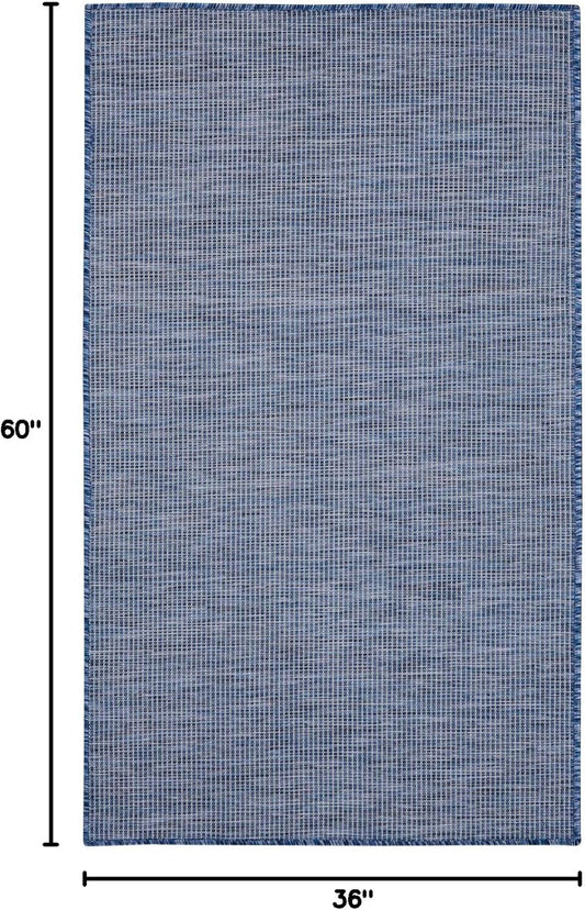 Nourison Positano Indoor/Outdoor Navy Blue 3' x 5' Area Rug, Easy Cleaning, Non Shedding, Bed Room, Living Room, Dining Room, Backyard, Deck, Patio (3x5)