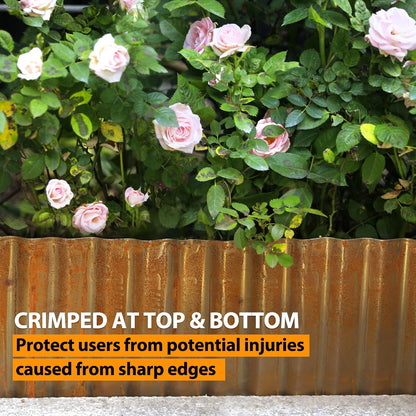 Worth Pre-Rusted Wide-Corrugated Garden Edging, 6" x20Ft Sturdy Steel Landscape Edging Bendable Metal Lawn Long Strips Border for Raised Flower Bed Tree Surrounds