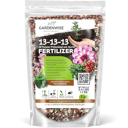 13-13-13 Slow Release Granular Fertilizer – All Purpose Plant Food 13 13 13 for Outdoor Grass, Vegetables, Roses, Flowers, Shrubs, Trees. Lawns, Gardens, Potted Plants (1 Quart)