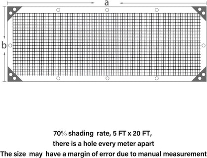 winemana Black Shade Cloth 70%, 5x20 FT Mesh Tarp - Garden Shade for Greenhouse, Patio, Vegetables, Plants Cover and Chicken Coops, Sun Shade Net for Outdoor Protection with Reinforced Grommets