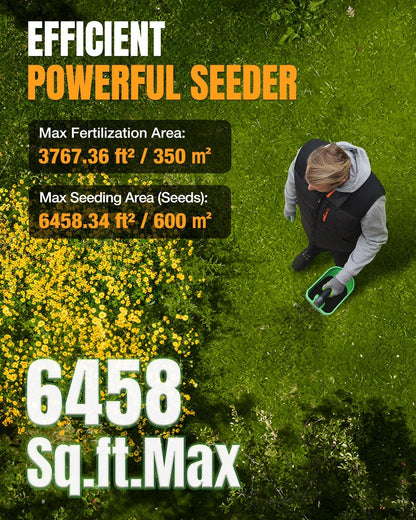 WORKPROX Battery Powered Fertilizer Spreader, 7.2V Seed Spreader for Salt, De-Icer, Earth Food, Rechargeable Grass Seed Spreader with 8-Level Settings and Holds up to 6458 sq.ft. of Product