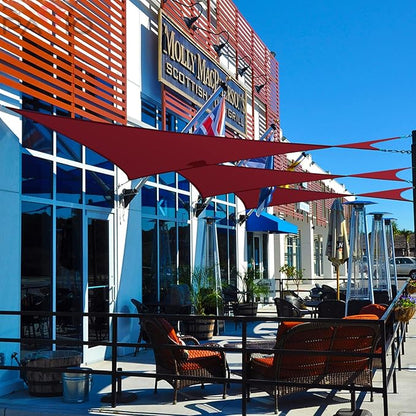 Patio Paradise 10' x 22' Sun Shade Sail Waterproof Red Rectangle Shade Canopy UV Block Tarp Cloth Outdoor Patio Cover for Garden Backyard Deck Awning