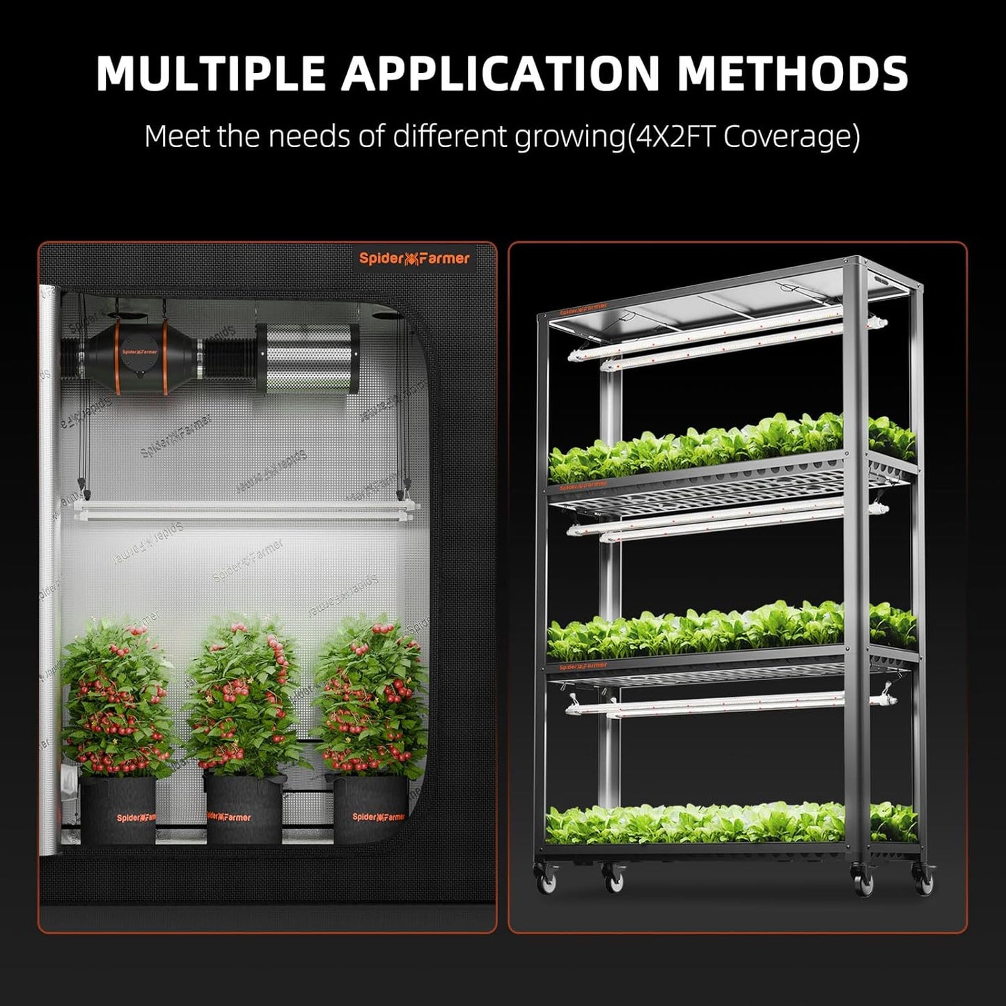 Spider Farmer Glow80 LED Grow Lights, 3.6ft Sunlike Full Spectrum Waterproof Plant Growing Lamp Linkable for Indoor Plant Shelves Seedling Veg Flower Hydroponic Greenhouse