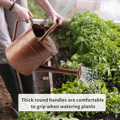 1.75 Gallon Outdoor Metal Watering Can for Garden Plants,Copper Color Watering Can with Removable Spray Spout, Ideal for Outdoor Use (Copper)
