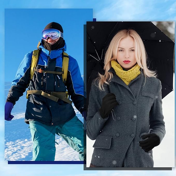 SATINIOR Magic Winter Gloves Unisex Gloves Knit Stretchy Mitten Full Fingers Warm Mitten for Men Women Sports