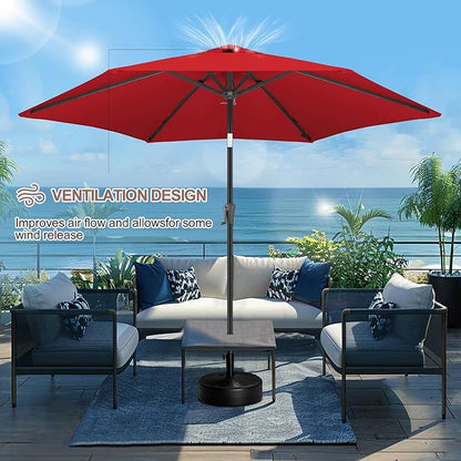 FLAME&SHADE 10ft Patio Umbrella - Outdoor Umbrella with 6 Sturdy Ribs, Push Button Tilt and Crank, UV Protection Table Market Umbrella for Pool, Porch，Garden, Deck, Backyard (Red)