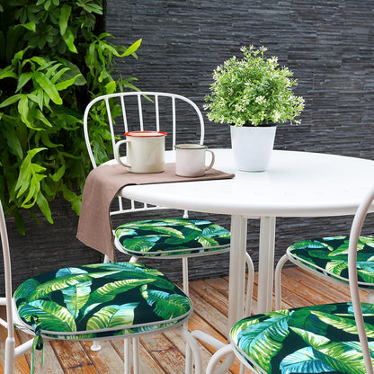 Indoor/Outdoor Chair Cushions 16x17 Inch, Patio Chair Cushions with Ties, All Weather Seat Cushions for Patio Furniture Home Garden Chair Use, Set of 4, Hanalei Lagoon