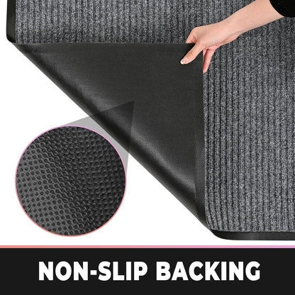 fani Heavy Duty Large Outdoor Indoor Entrance Doormat Waterproof Low Profile Entrance Rug Front Door Mat Patio Anti-Skid Rubber Back, 35x60 inch (Light Grey)