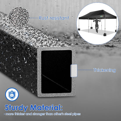 COBIZI 10x20 Heavy Duty Pop up Canopy Tent Easy Up Commercial Outdoor Canopy Wedding Party Tents for Parties All Season Wind & Waterproof Gazebo with Roller Bag,Black(Frame Thickened)