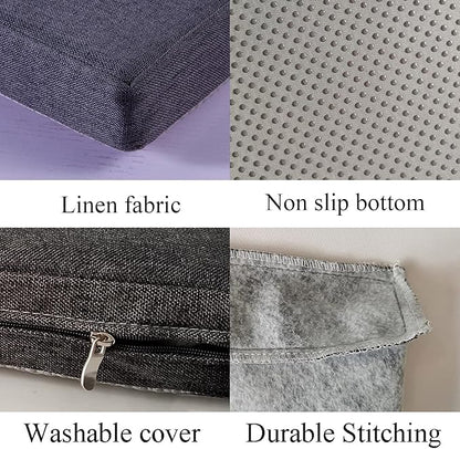 Bench Seat Cushions Memory Foam Chair Pads Non-Slip Rubber Back Indoor Swing/Settee Cushion 44 x14 Inch, Grey