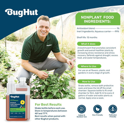 De-Stressor Plant Food - Natural Antioxidant for Healthy Growth and Protection - Liquid Antioxidant for Indoor and Outdoor Plants, Flowers, Vegetables - 16 fl oz, Makes 63 gallons