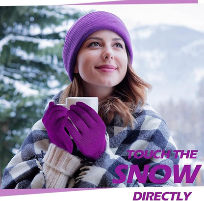 SATINIOR Magic Winter Gloves Unisex Gloves Knit Stretchy Mitten Full Fingers Warm Mitten for Men Women Sports