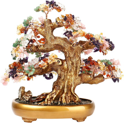 Comeon Large Crystal Quartz Lucky Tree Gem Tree for Office Home Feng Shui Decoration for Wealth/Fortune and Luck (Mix-Gemstone)
