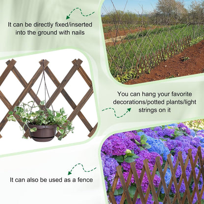 1-Pack Expandable Willow Trellis, 12" x 75" Wooden Lattice Panels Wall Fence for Outdoor Yard Climbing Plants Vine Balcony Patio Decor, Expandable Plant Support Trellis