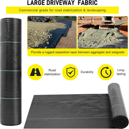 Doniks 13x65ft Driveway Fabric,5OZ Commercial Heavy Duty Weed Barrier Fabric, Garden Landscape Fabric,French Drain Fabric for Erosion Control,Landscape Fabric,Weed Barrier,Construction Projects
