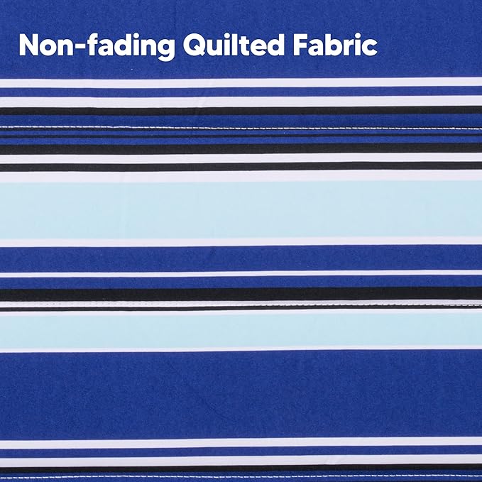 SUNCREAT Hammocks Quilted Fabric Hammock, Double Hammock with Spreader Bar, Soft Pillow, Max 475lbs Capacity, Blue Stripes