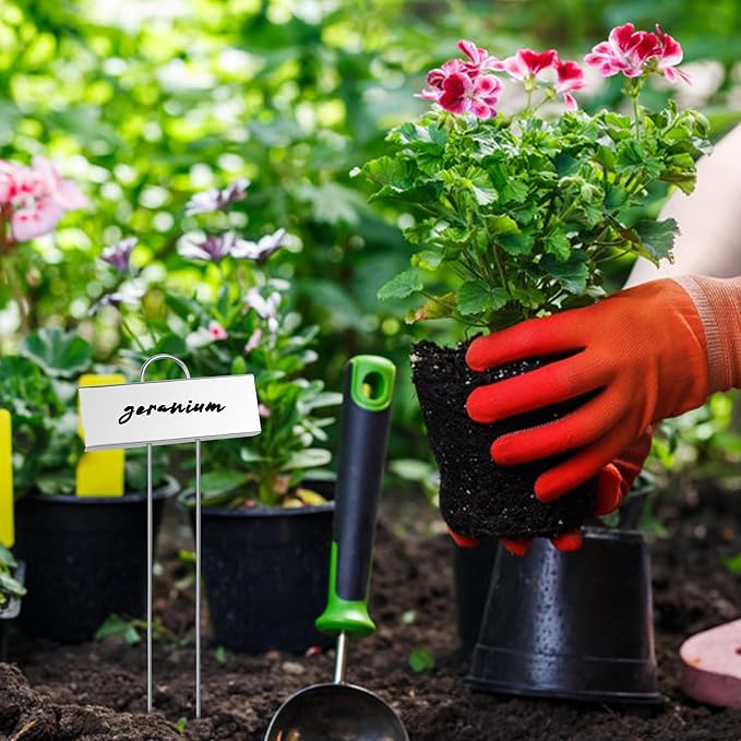 FORUP Metal Plant Labels, 30 Pack Garden Label Markers, Weatherproof Garden Stake Tags, Reusable Planting Gardening Markers, Silver