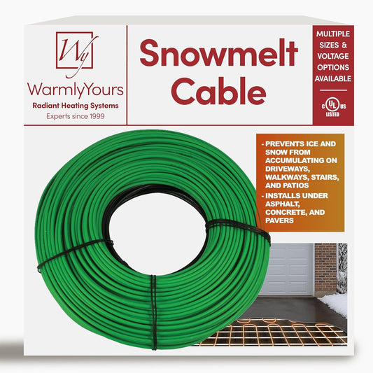 Electric Snow and Ice Melting Underground Cable 188 feet, Covers 62 sqft at up to 38 Watts/sqft, 120V – Radiant Heated Driveways, Walkways, Stairs – Installs Under Concrete, Asphalt, or Pavers