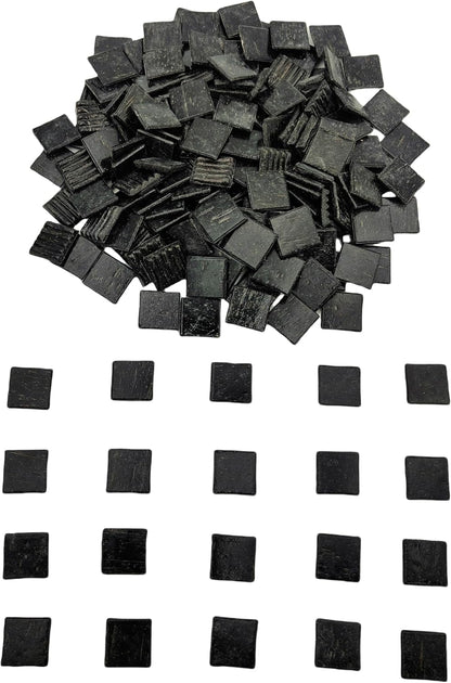 3/4 inch Quartz Glass Mosaic Tiles for Crafts, 1.1 LB, Square Mosaic Pieces for DIY Picture, Home Mosaic Decoration (Black)