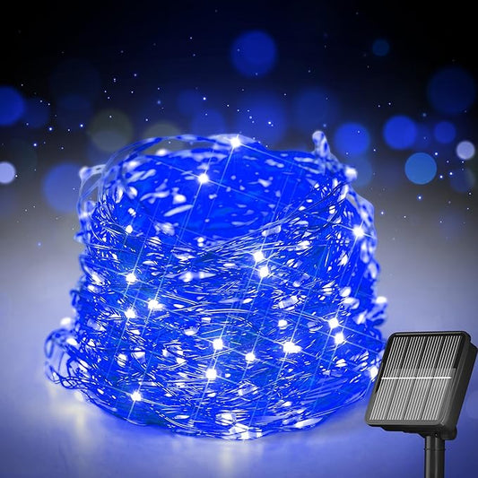Solar String Lights for Outside, 72Ft 200 LED Solar Fairy Lights with 8 Modes, Solar Powered Fairy Lights Waterproof for Christmas Tree Garden Party Wedding Decor.（Blue）