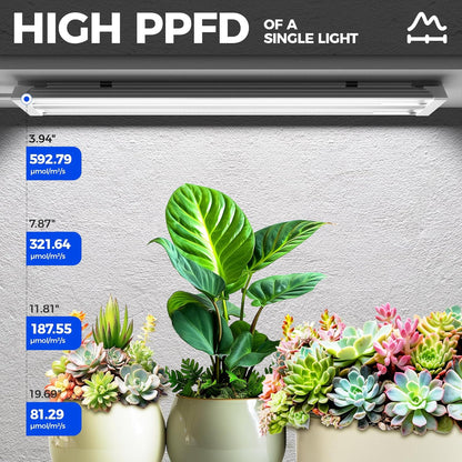 Barrina TX36 2FT Grow Light for Indoor Plants, 144W(4 x 36W, 800W Equivalent), High PPFD, 5000K Full Spectrum, Mechanical Timer, Hanging Grow Lights for Seedings, with On/Off Switch, Linkable, 4 Packs