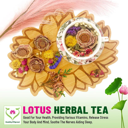 Lotus Flower Tea – Dried Whole Blossom – Antioxidant Rich Herbal Tea for Teapot, Tea Infuser, Tea Cups – Delicious Intense Flavor – No Caffeine, Low Calorie (5 Lotus Packs)