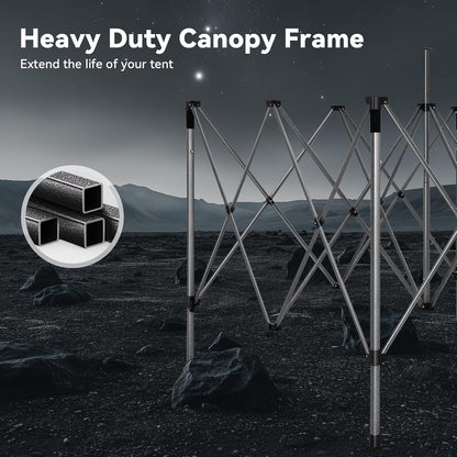 COBIZI 10x20 Pop up Canopy Tent Heavy Duty with 6 Sidewalls, Easy Set-up Commercial Outdoor Party Tent, 100% Waterproof Wedding Tent Gazebo, 3 Height Adjustable with Wheeled Bag, Black