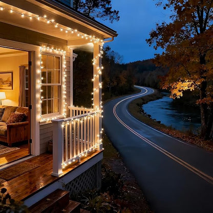 LUCKY SHINE 150 LED Warm White Christmas Lights with 50 Ft Brown Wire, UL Listed and Commercial Grade Decorative Lighting String, for Indoor and Outdoor Party, Garden, Patio