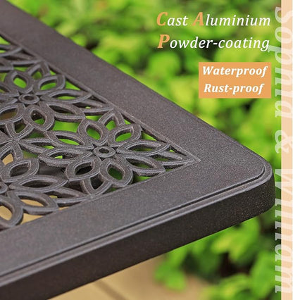 Sophia & William Cast Aluminium Patio Bar Height Table Square with 1.97" Umbrella Hole, Premium Bronze Outdoor Tall Pub Height Bistro Table for Porch Balcony Backyard