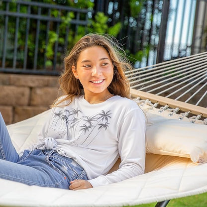 ANOW Outdoor Hammock with 12 Feet Heavy Duty Steel Stand, Two Person Hammock with Stand Included, 450 LBS Weight Capacity, Cream