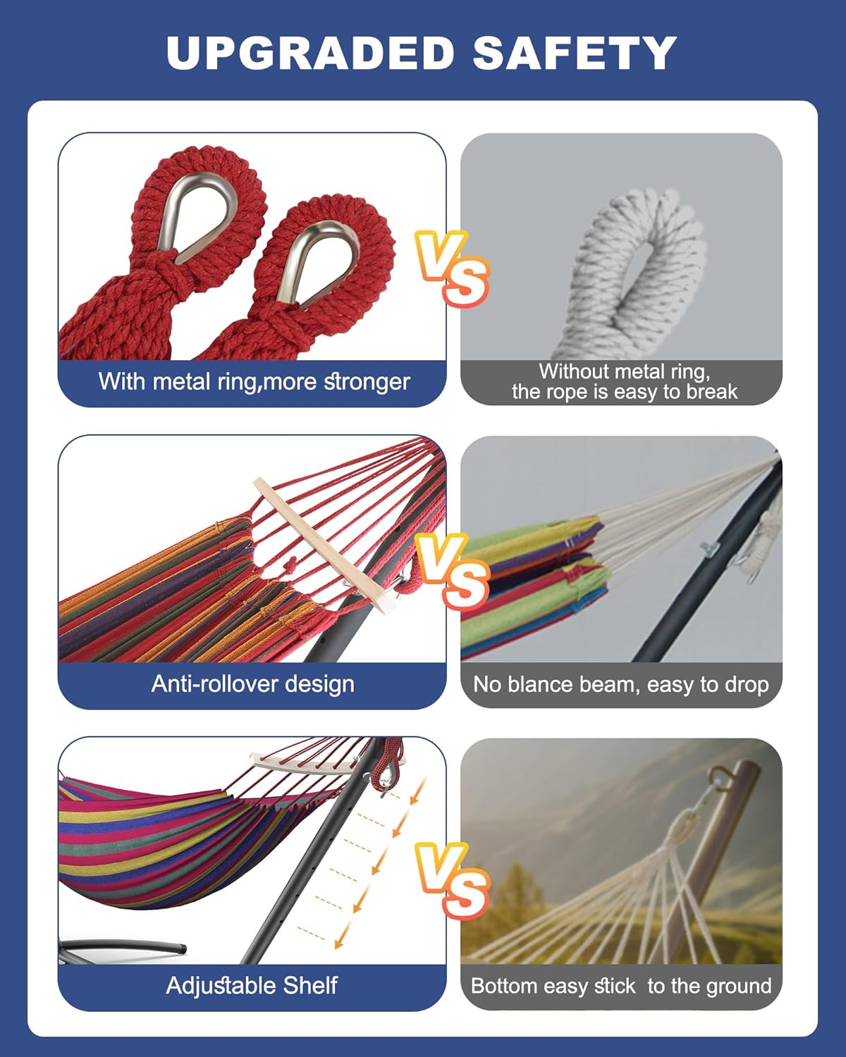 Double Hammock with Heavy-Duty Steel Stand,Portable,Easy Assembly,600lbs Weight Capacity,Suit for Indoor,Yard,Camping,or Outdoor-Wide Red