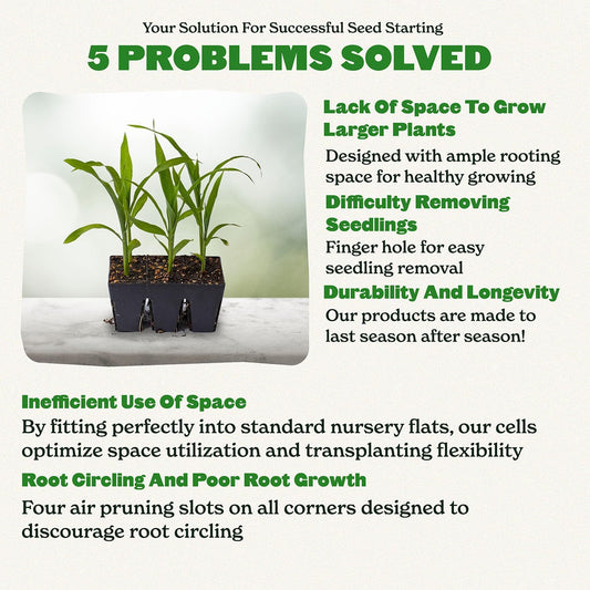 Epic Gardening Reusable Seed Starter Tray - 6 Cell/72 Seedling Starter Trays - Easy Watering, Indoor Greenhouse, Plant Starter, Gardener-Friendly for Seedlings | UV-Treated & BPA-Free - Black