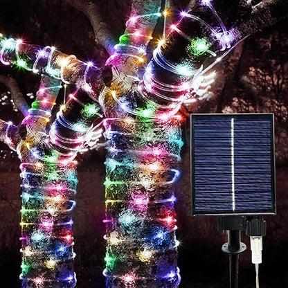 300 LED Solar Rope Lights Outdoor 99 FT Bright Solar Garden String Lights Durable 8 Modes Outdoor Fairy Lights Waterproof Solar Garden Decorative Lights for Fence Patio Decor (Multicolor)