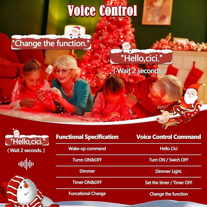 BHCLIGHT 240LED Christmas Voice Control String Lights Red